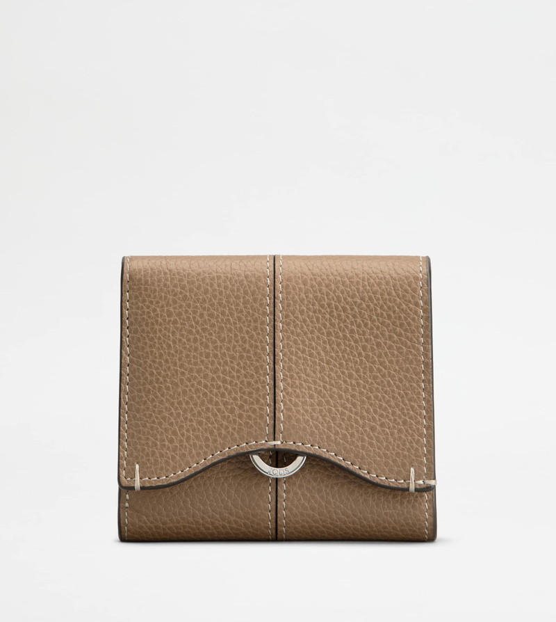 WALLET IN LEATHER - BEIGE 1