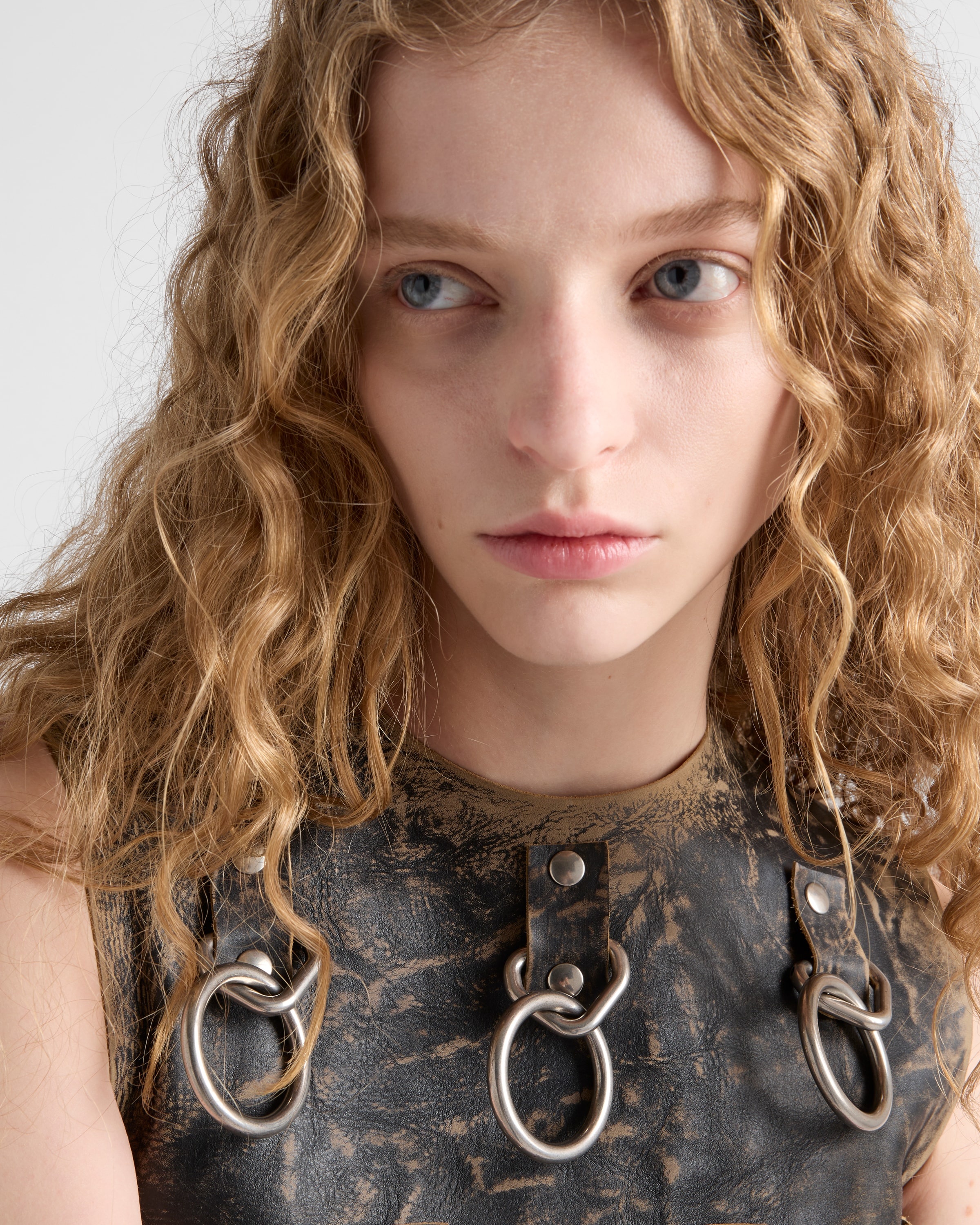Leather dress with metal appliqués - 4