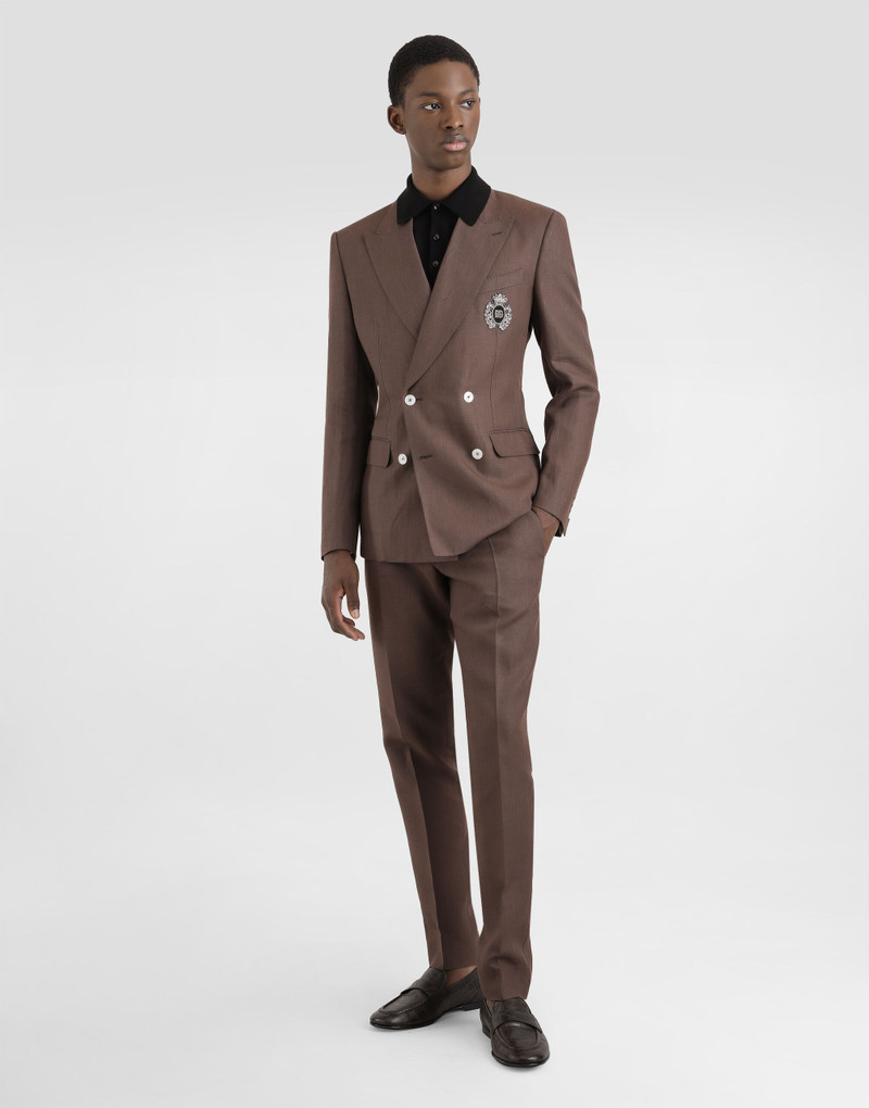 Dolce & Gabbana Double-breasted linen jacket with patch outlook