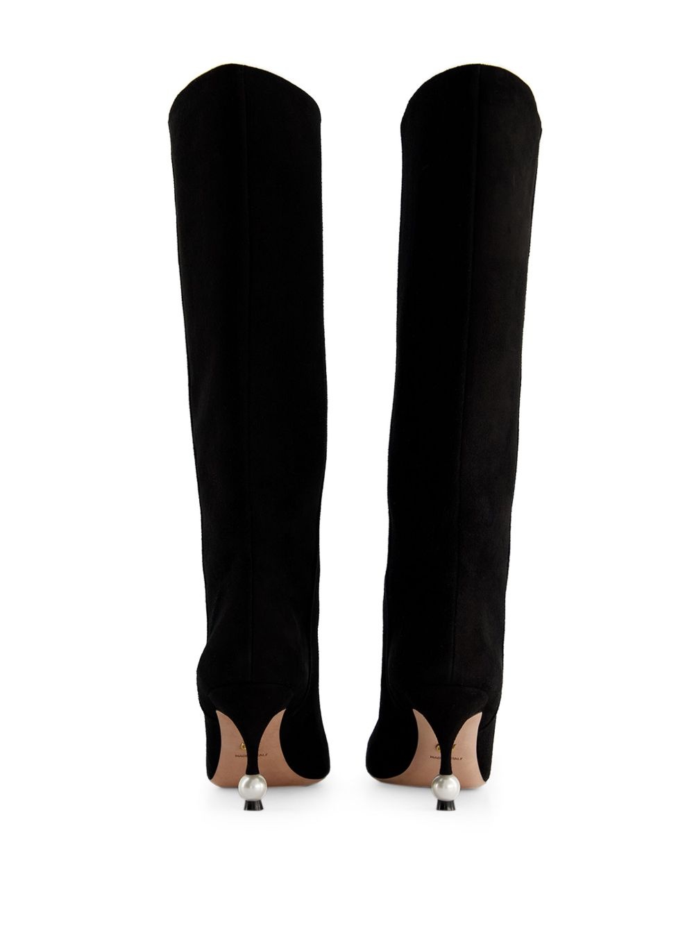 pearl-heel suede boots - 3