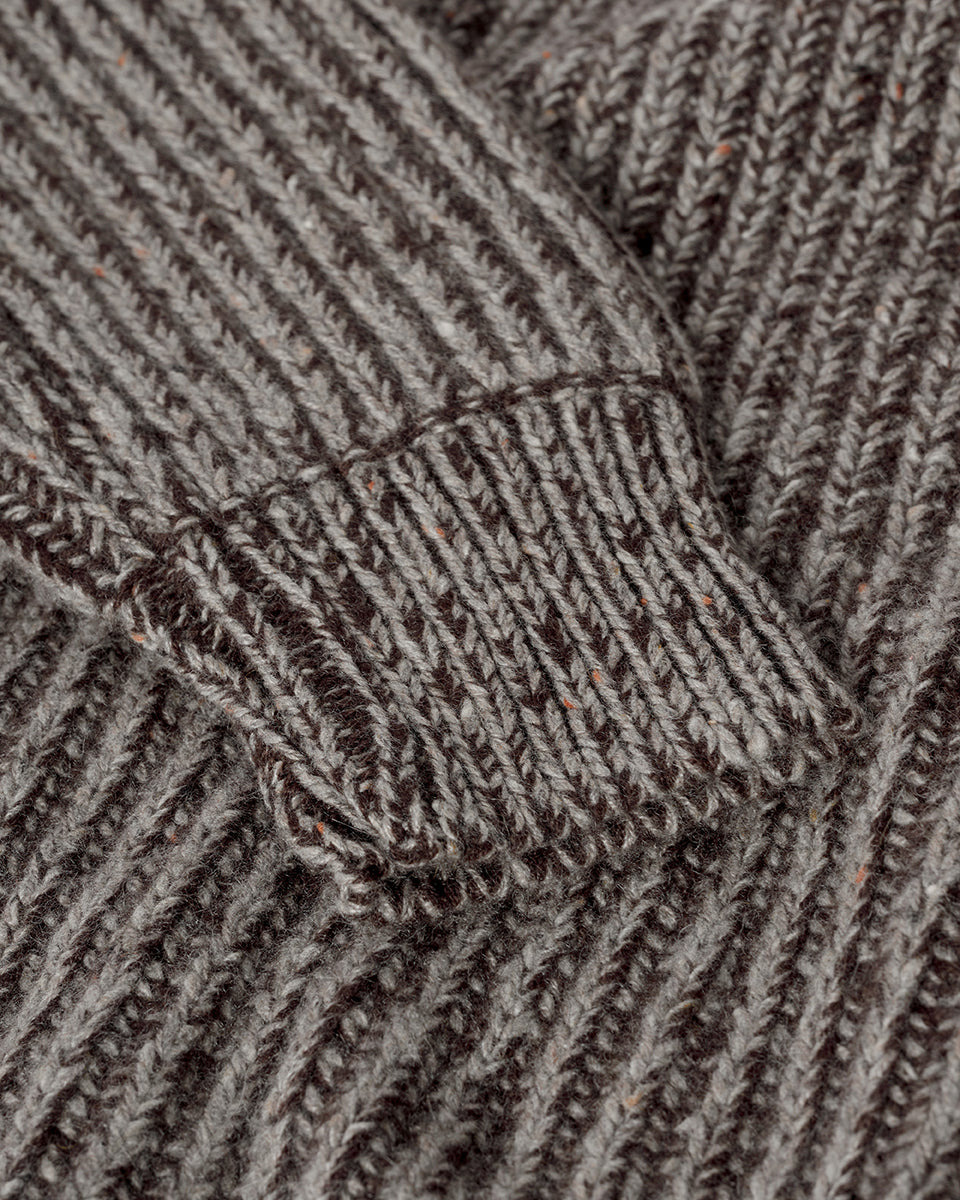 Ribbed Donegal Cashmere Grey Jumper - 6