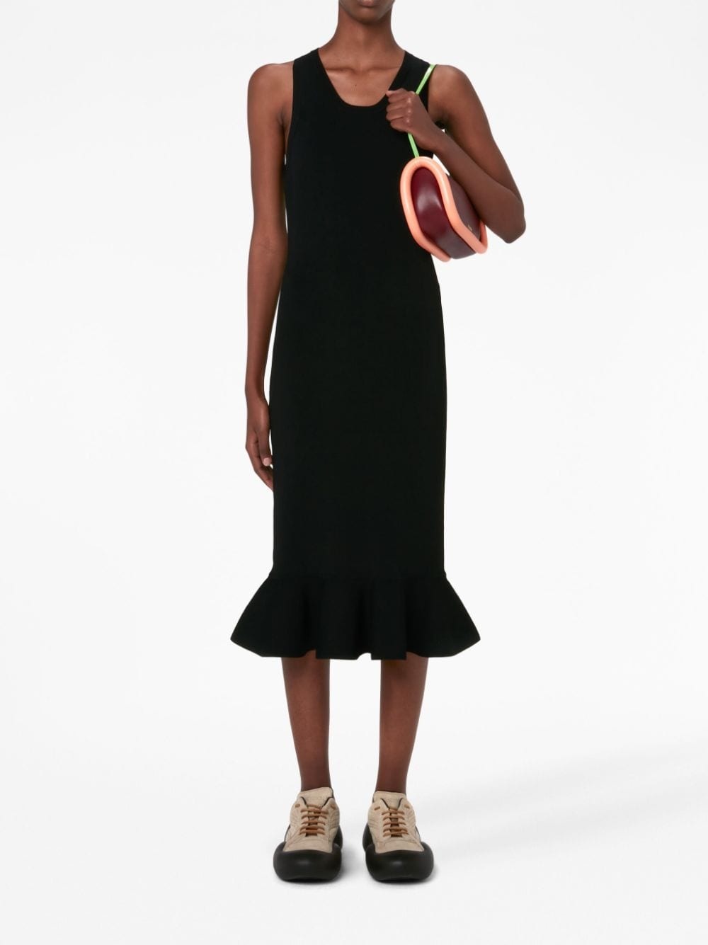 ruffled-trim sleeveless midi dress - 2