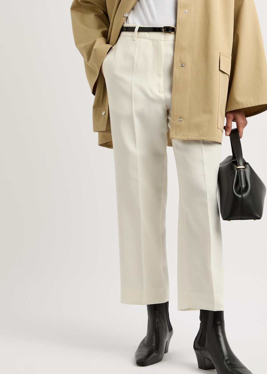 Cropped straight-leg woven trousers - 5