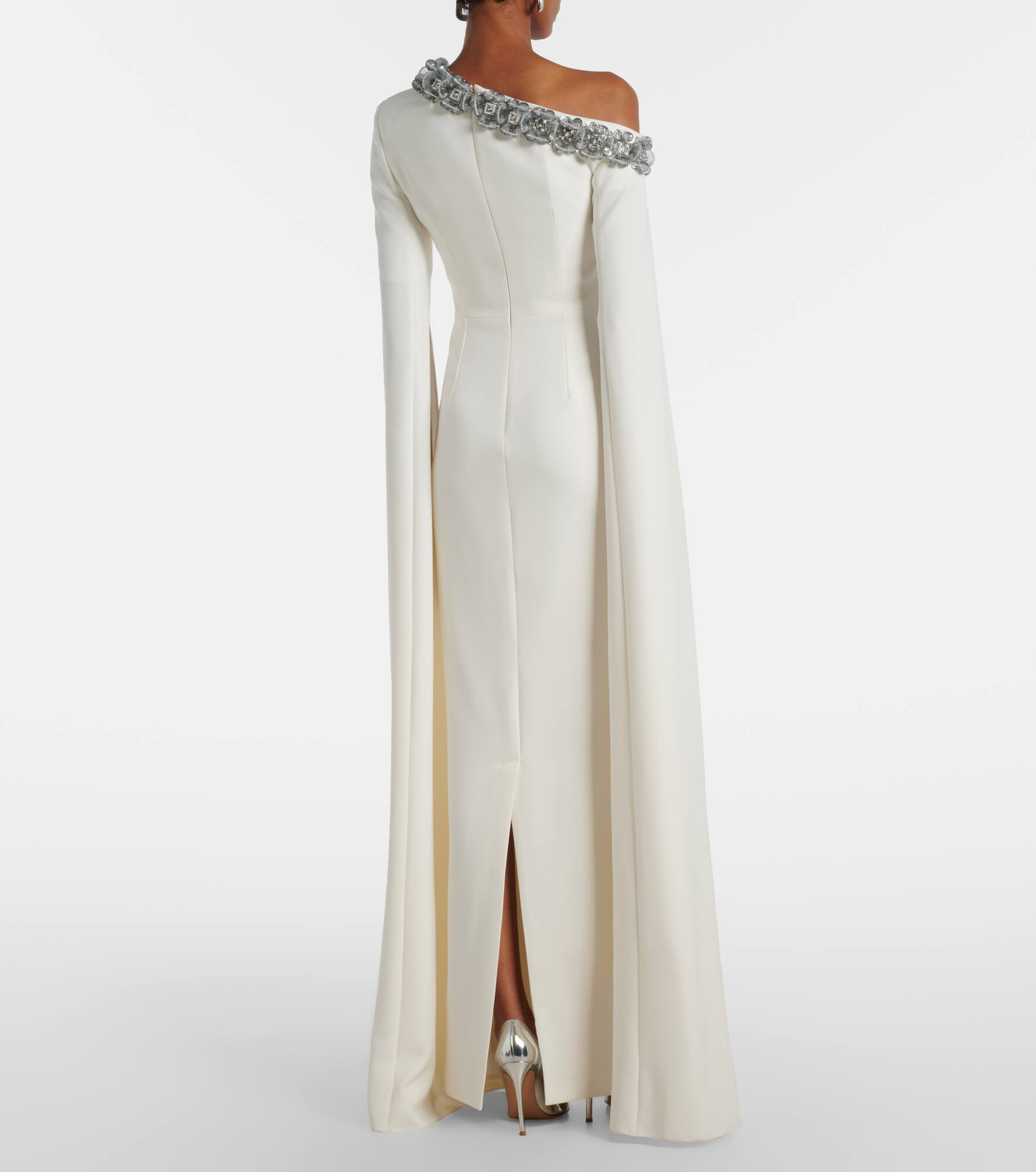 Rinna floral-appliqué one-shoulder gown - 3