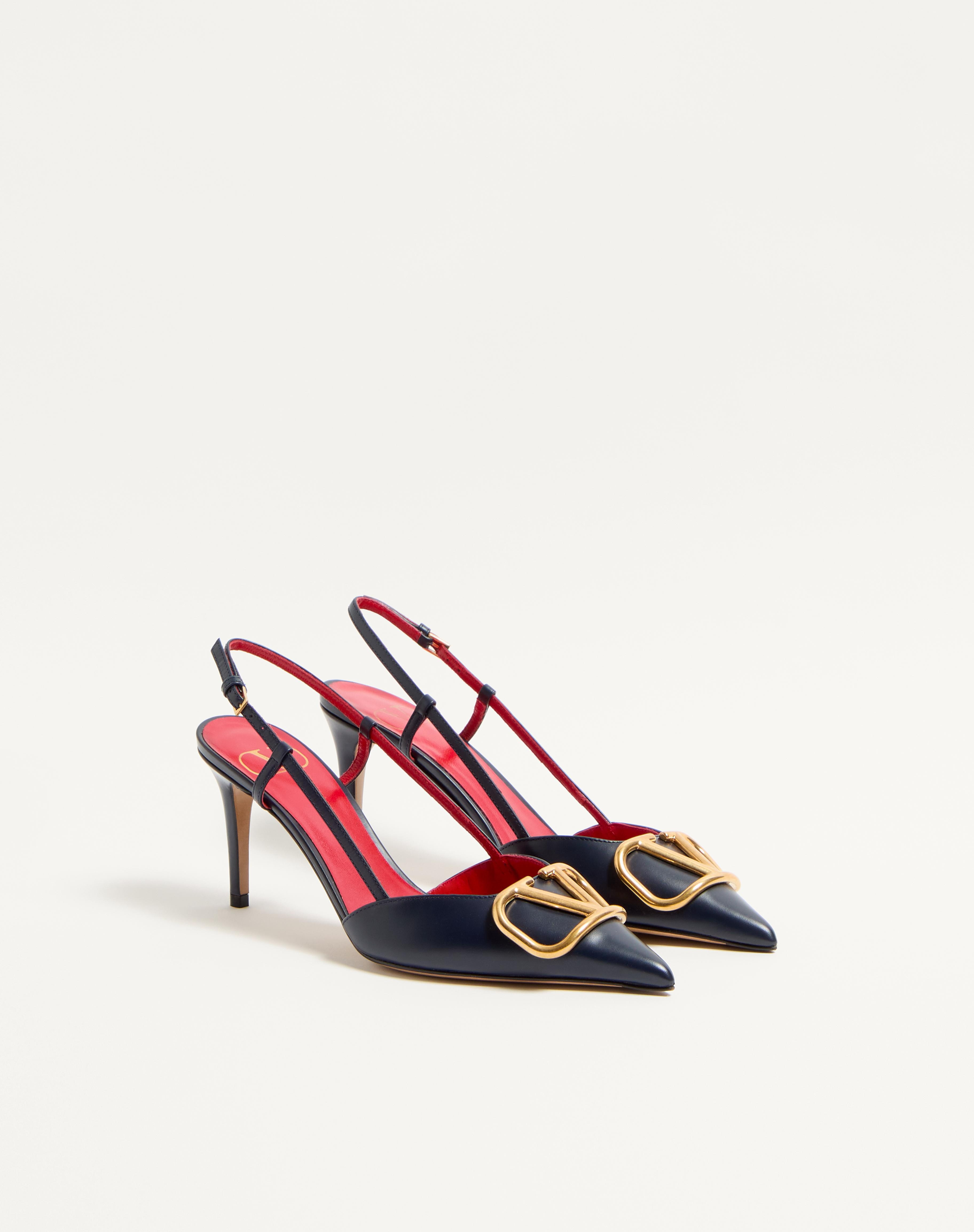 VLOGO SIGNATURE CALFSKIN SLINGBACK PUMP 80MM / 3.15 IN. - 3