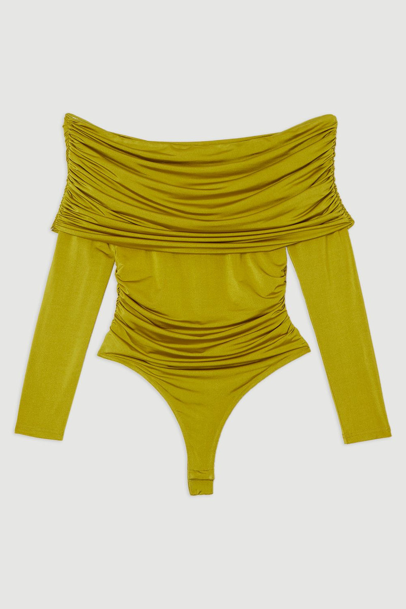 Drapey Slinky Jersey Bardot Long Sleeve Bodysuit 4