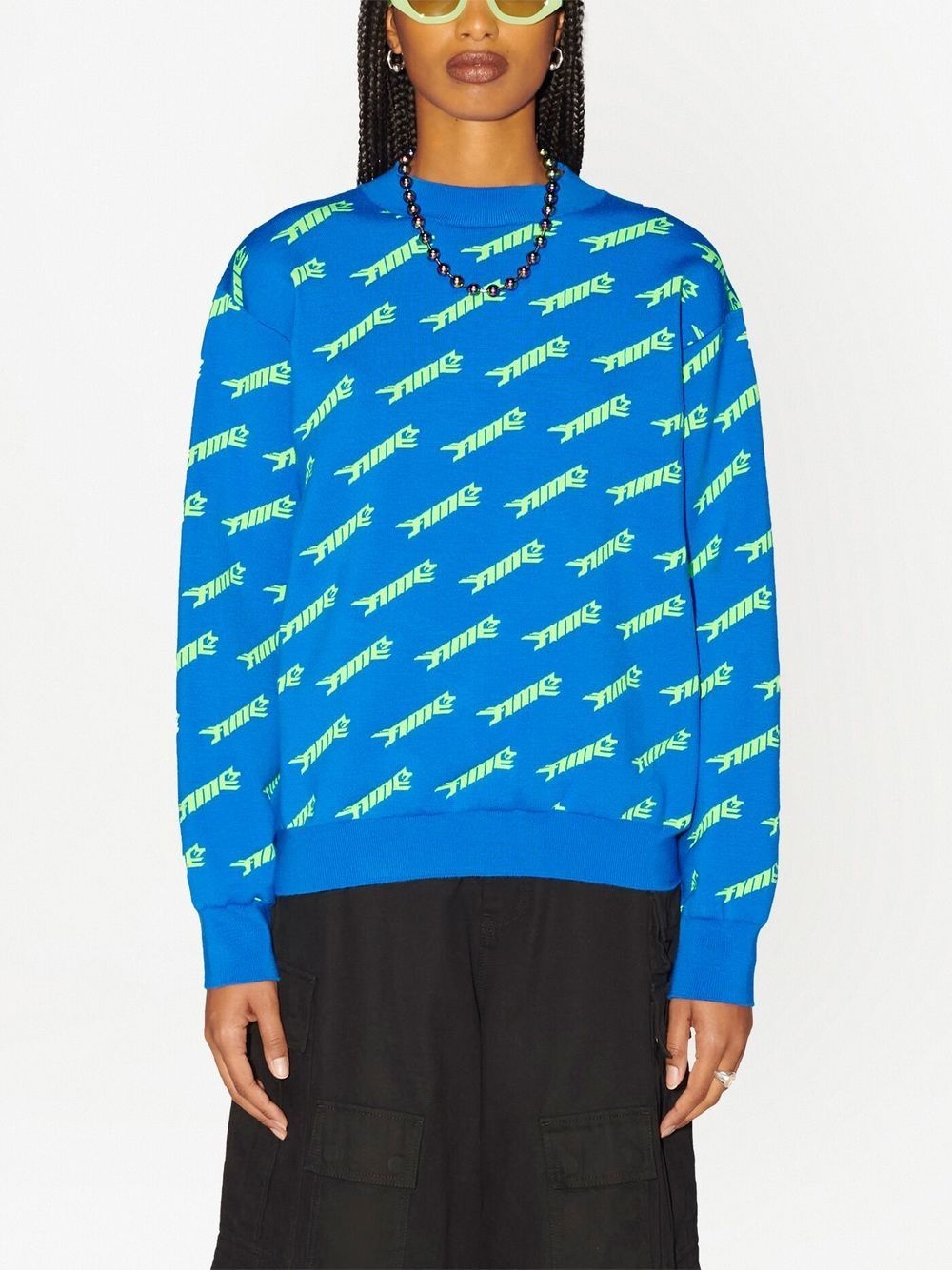 logo-intarsia crew-neck jumper - 7