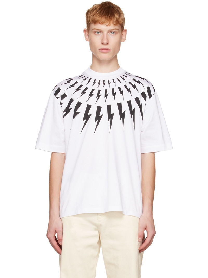 White Fair Isle Thunderbolt T-Shirt - 1