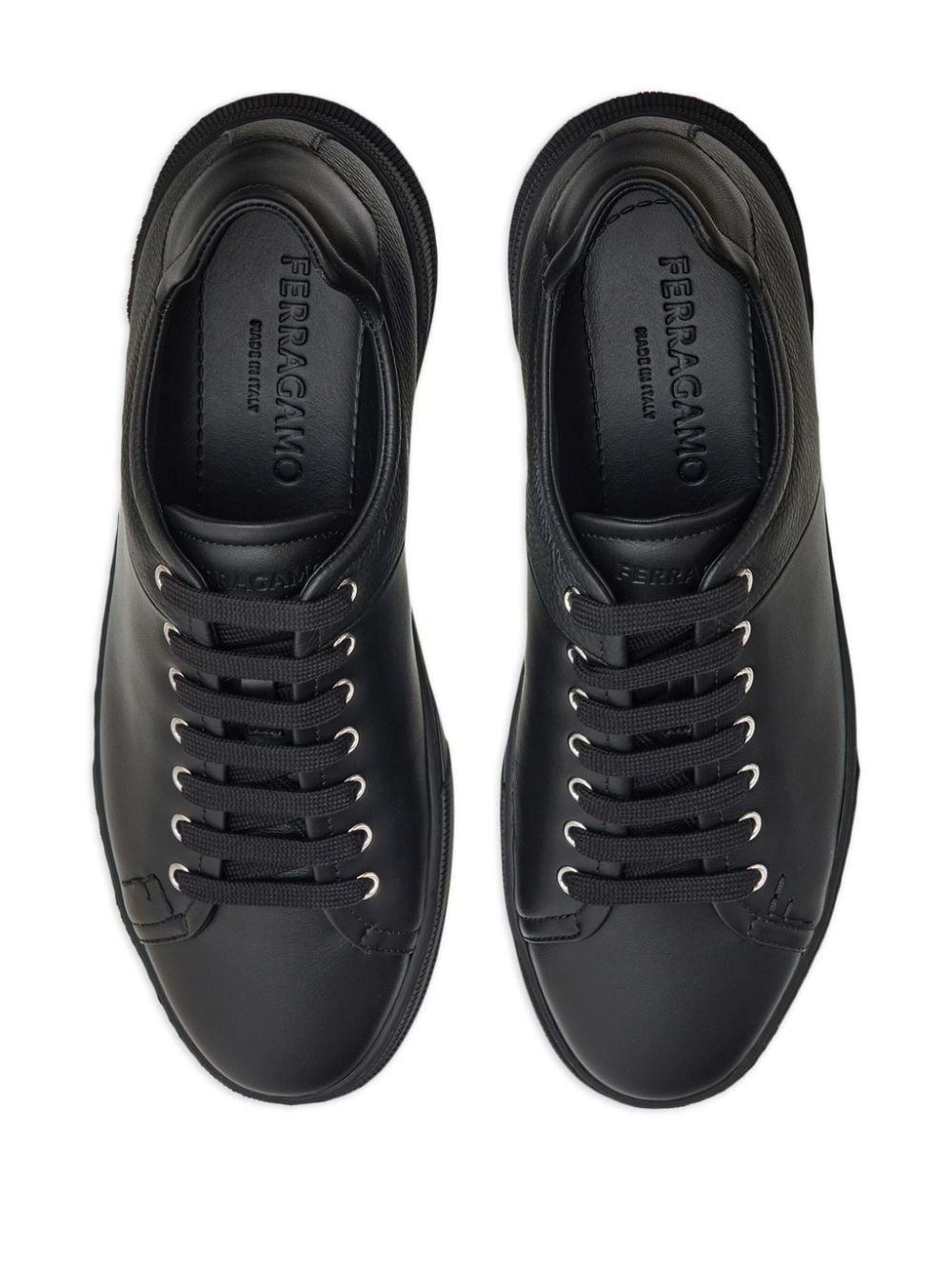 panelled leather sneakers - 4