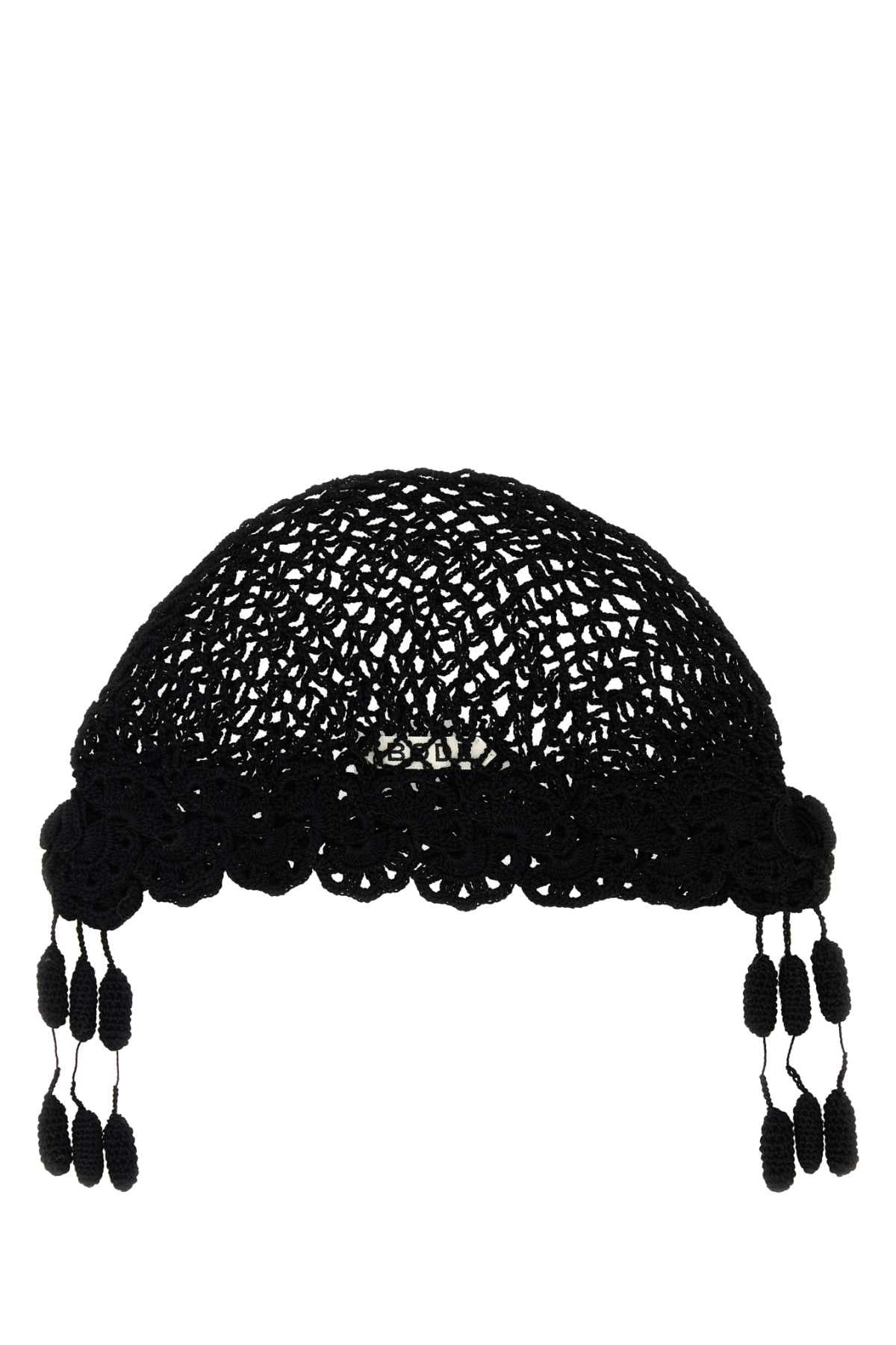 Bode Men Black Crochet Blossom Beanie - 1