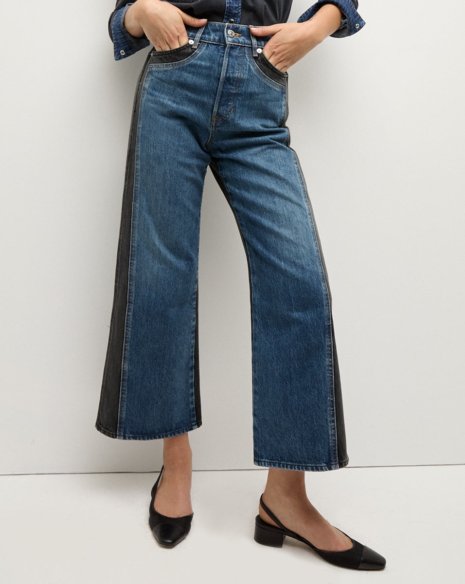 TAYLOR TWO-TONE CROPPED WIDE-LEG JEAN - 3