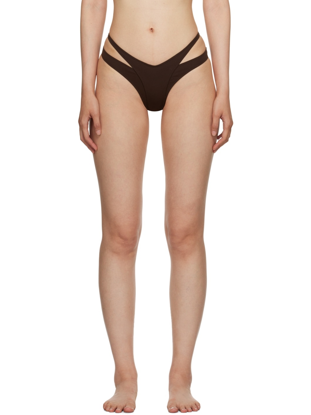 Brown Cutout Bikini Bottoms - 1