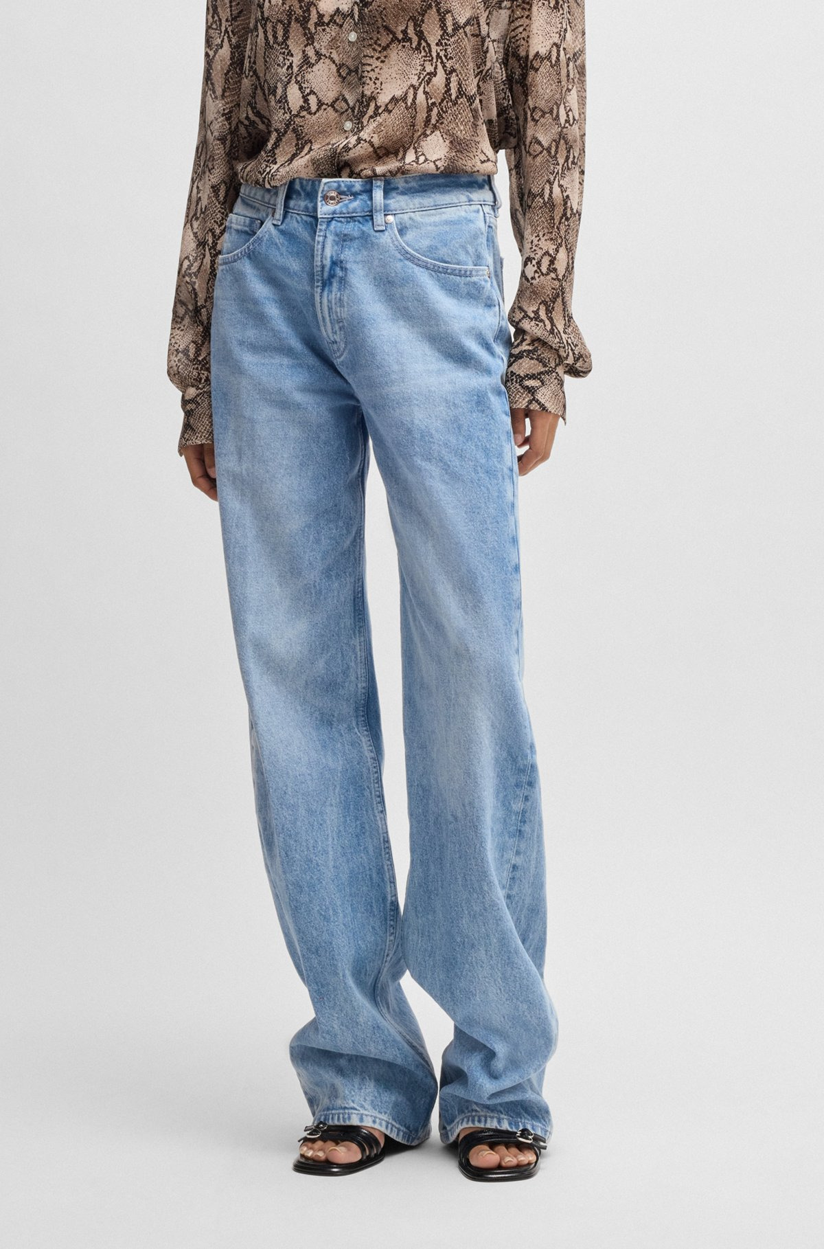 STRAIGHT-FIT JEANS IN BRIGHT-BLUE RIGID DENIM - 2