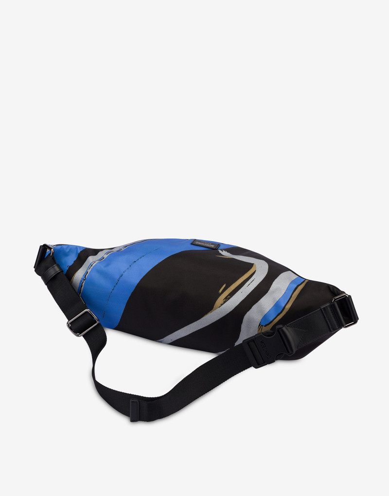 Moschino SHADOWS & SQUIGGLES LARGE NYLON BELT BAG outlook