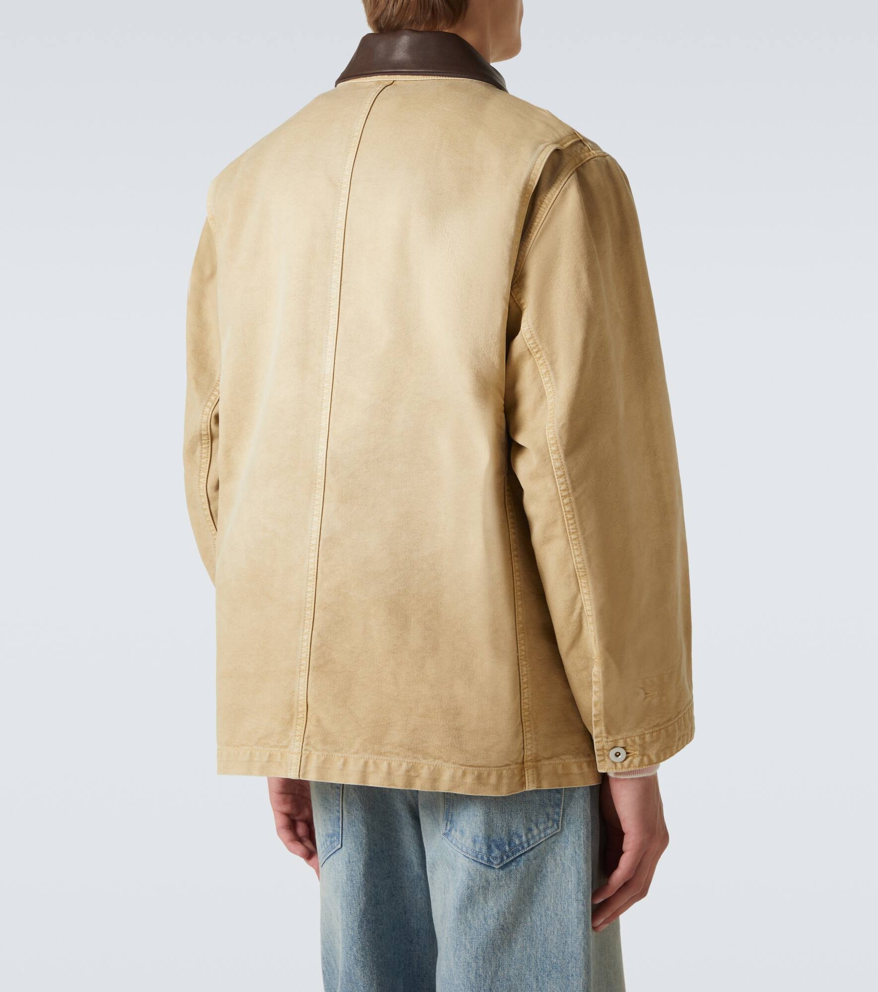 Leather-trimmed cotton blouson - 4