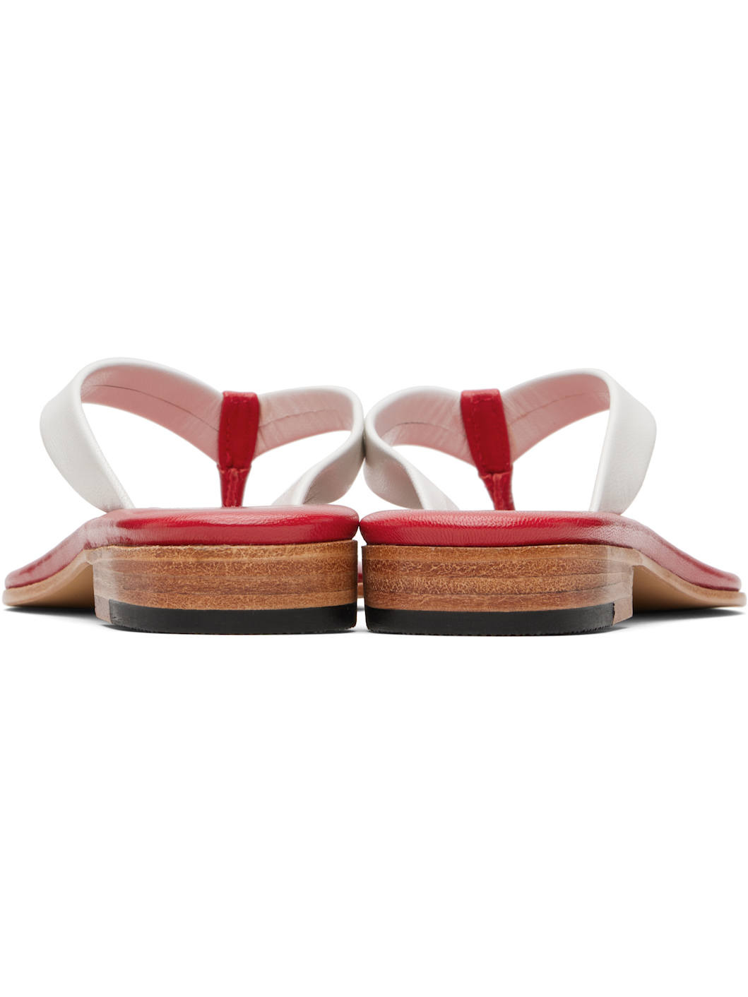 White & Red Leather Flip-Flops - 2