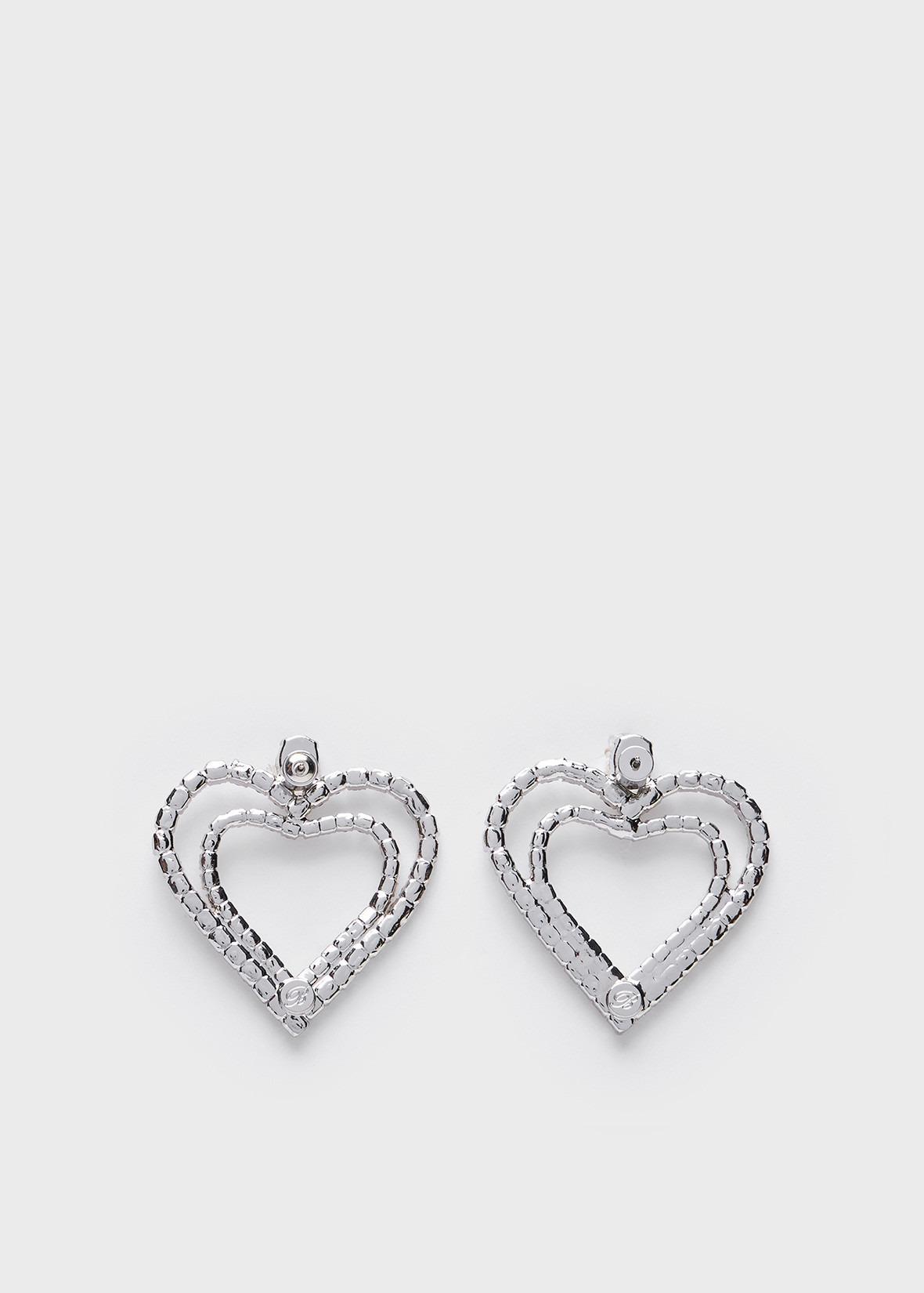 DROP EARRINGS WITH RHINESTONE HEARTS - 2