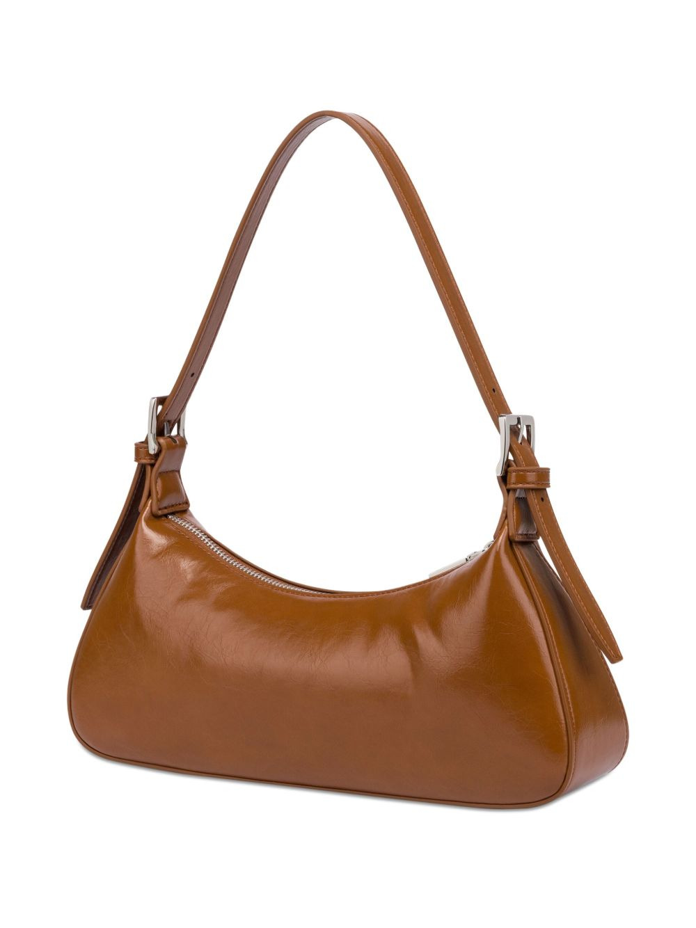 curved leather shoulder bag - 3