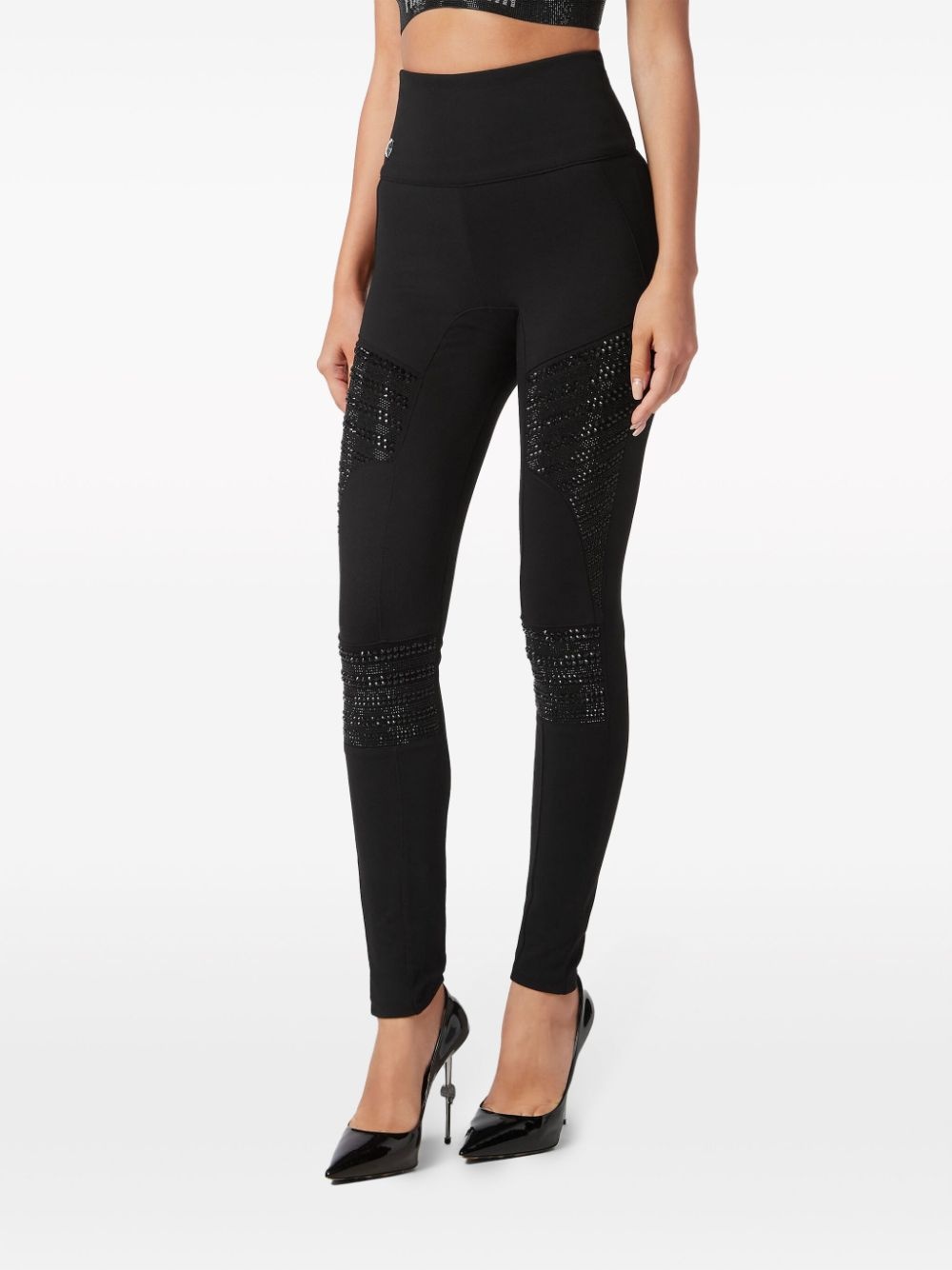 high-waisted crystal-embellished leggings - 3