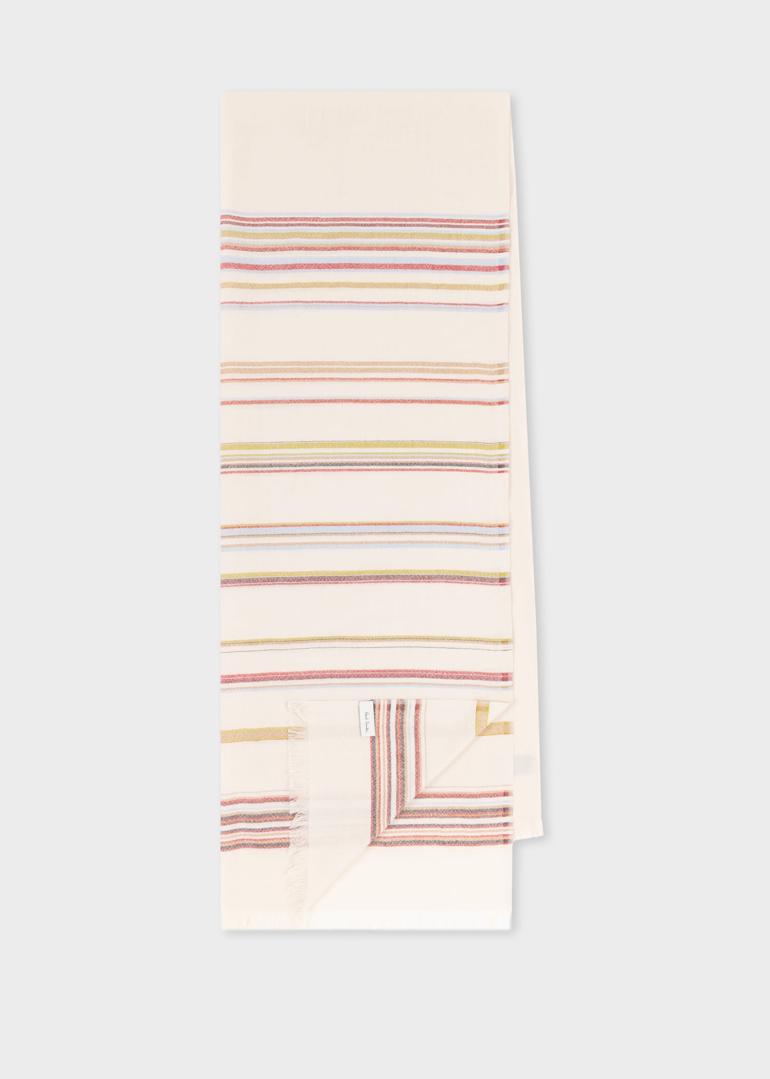 Ecru 'Signature Stripe' Silk-Blend Scarf - 1