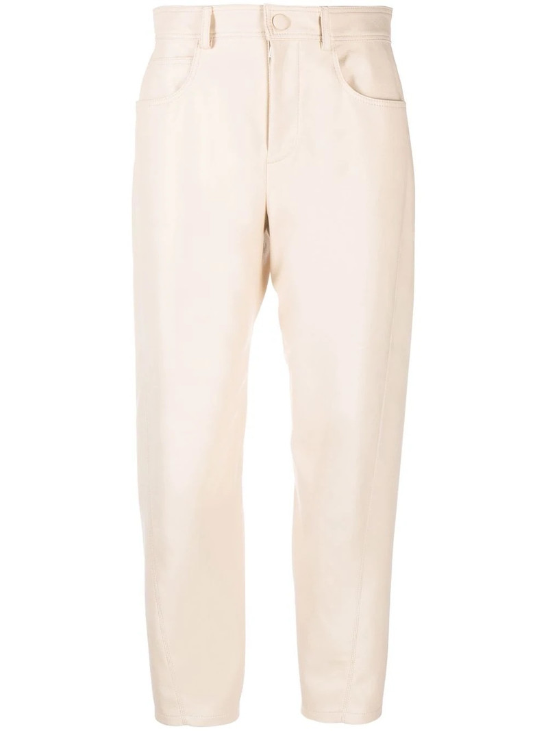 straight leg faux leather trousers 1