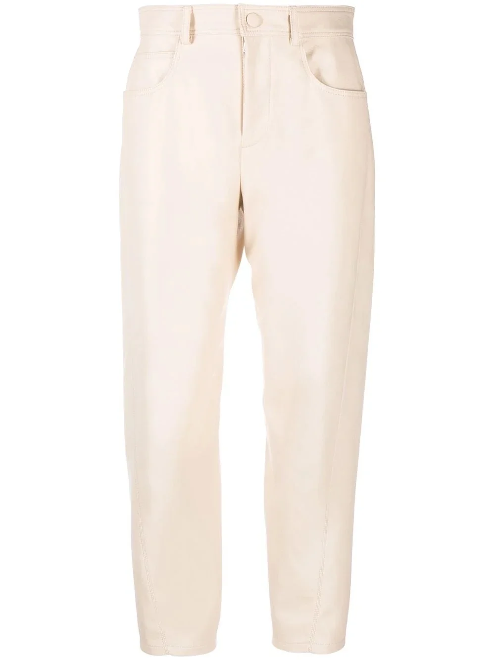 straight leg faux leather trousers - 1