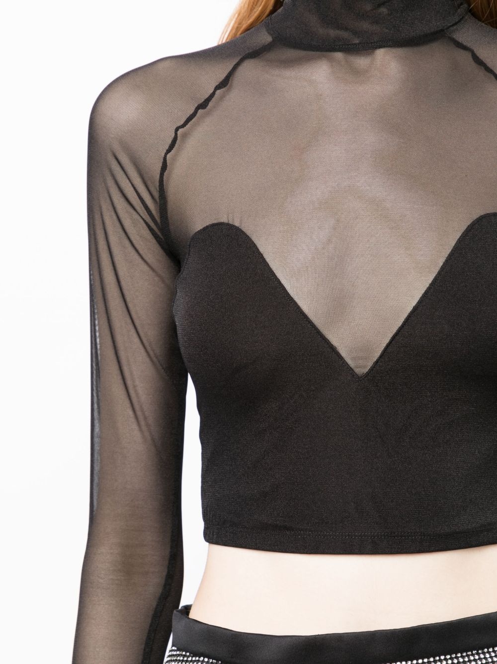 mesh mock-neck crop top - 5