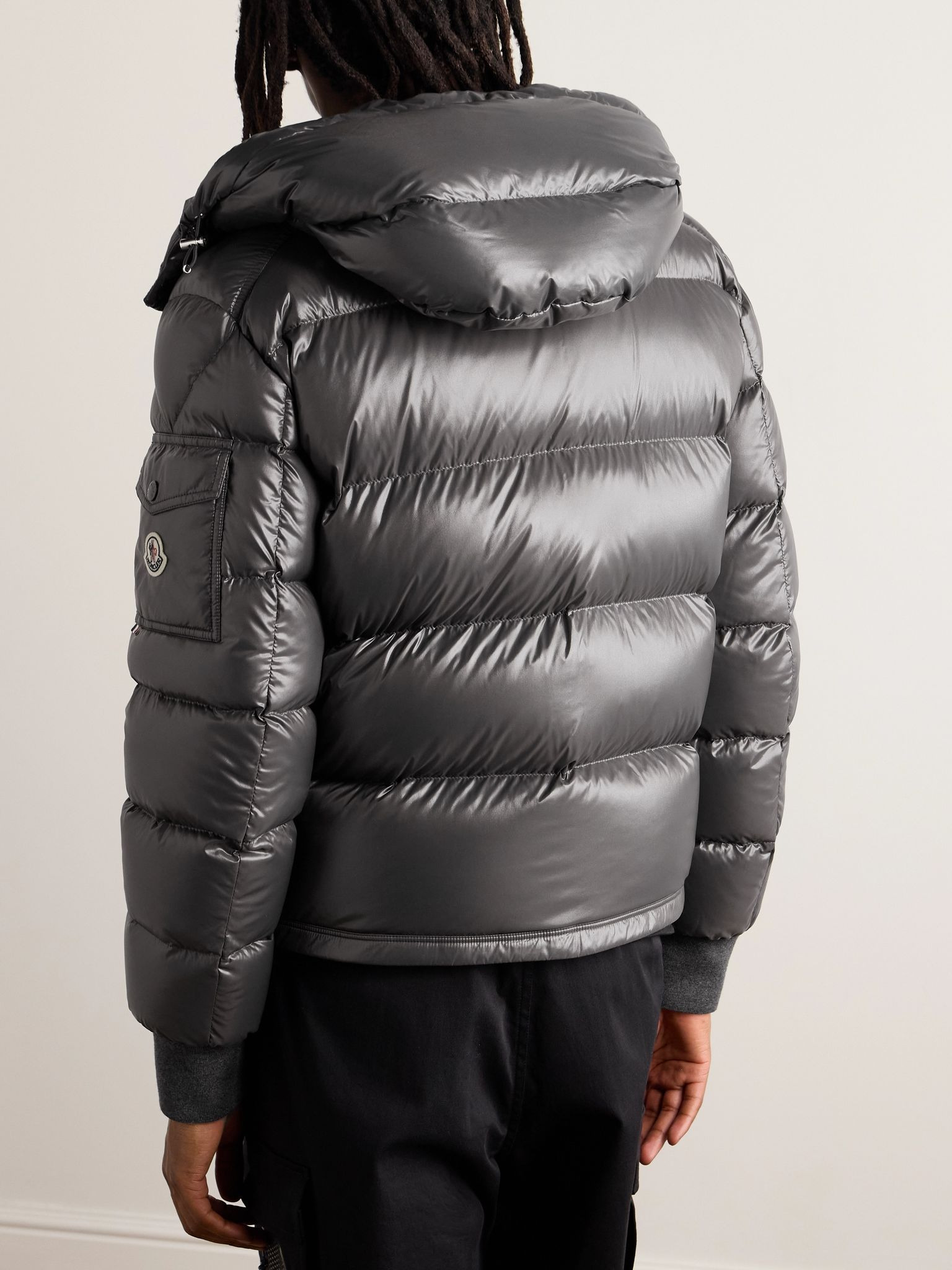 Maljasset Slim-Fit Quilted Lacquered-Nylon Hooded Down Jacket Gray - 3