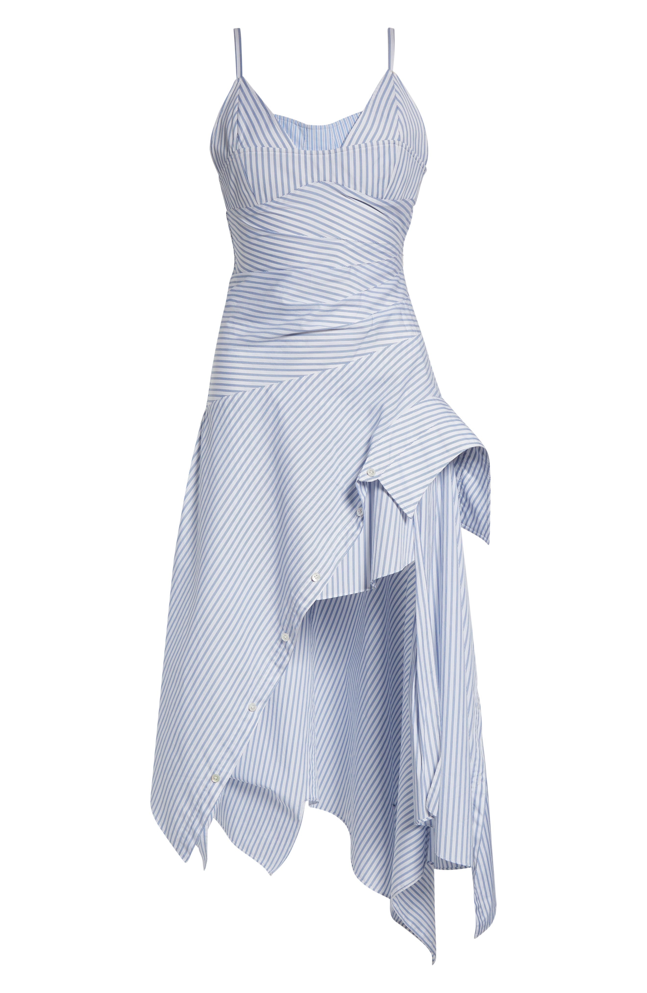 MONSE Cascade Stripe Cotton Poplin Dress in Blue Multi Stripe at Nordstrom - 5