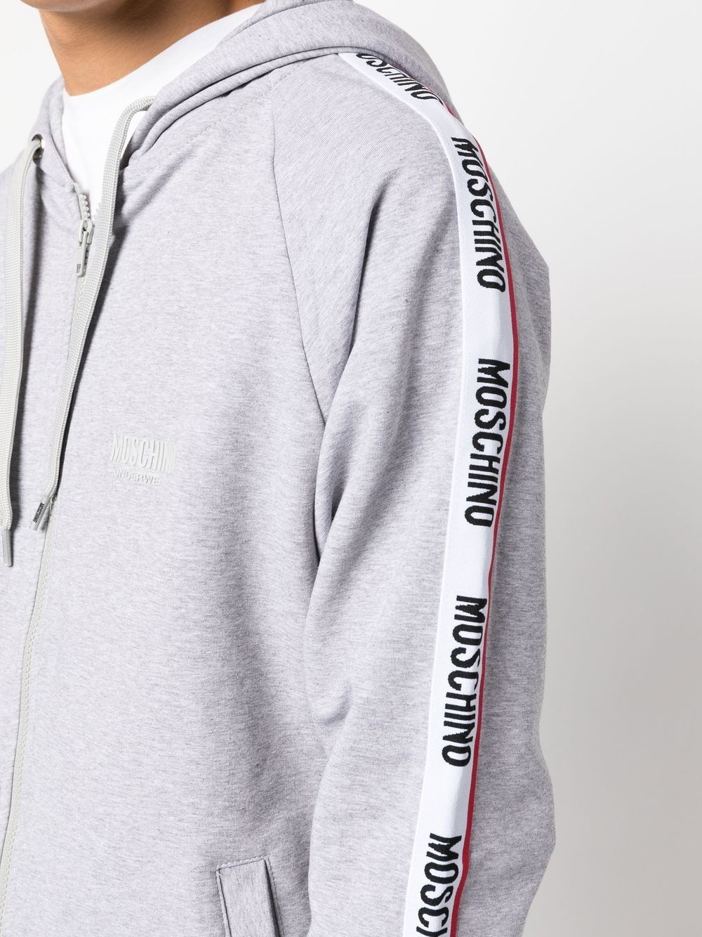 logo-tape zipped hoodie - 5