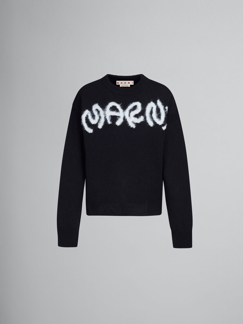 Marni SHETLAND WOOL LOGO CREWNECK SWEATER | REVERSIBLE