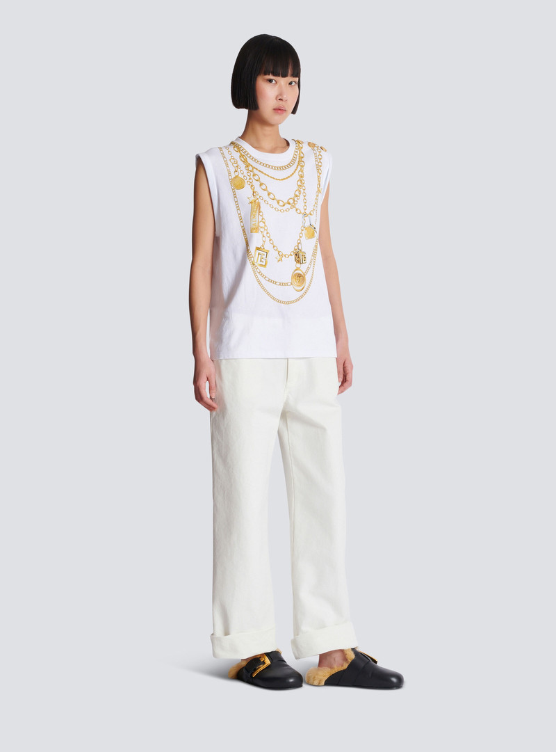 Trompe-l'œil-style Collier print vest top 3
