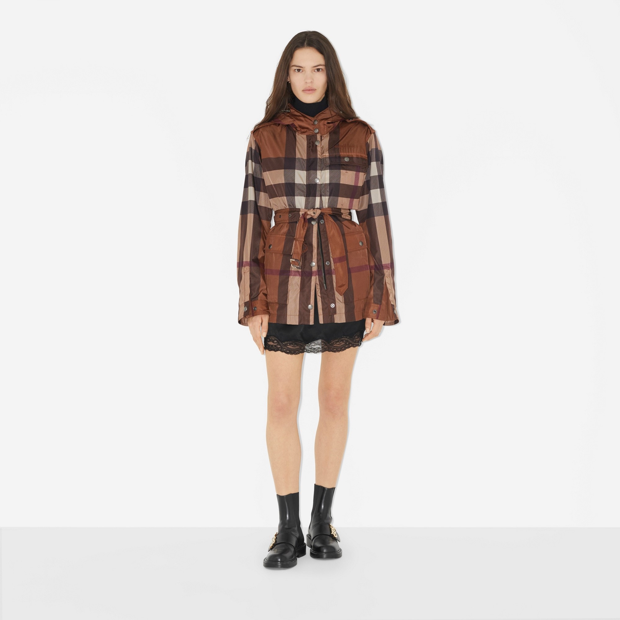 Check Nylon Hooded Field Jacket - 2
