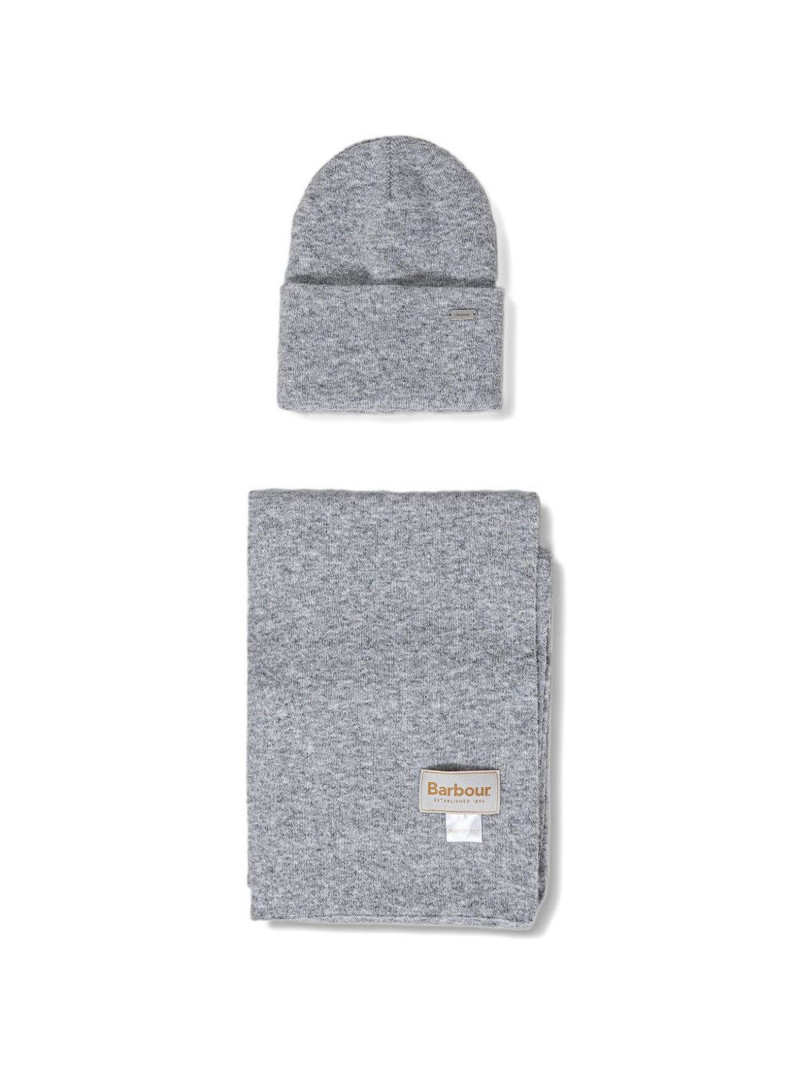 logo-plaque beanie hat and scarf set 1