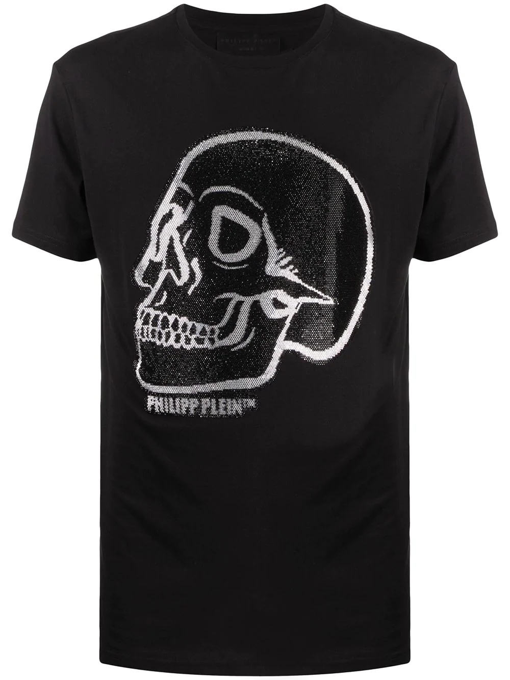 Crystal outline-skull cotton T-shirt - 1