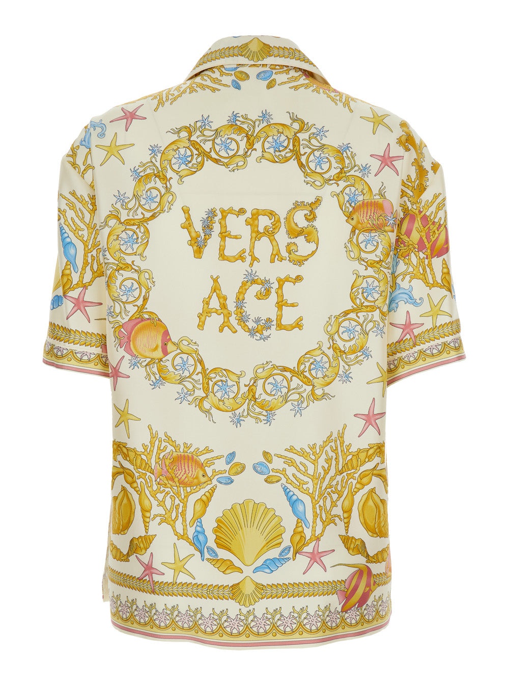 Versace Women Multicolor Bowling Shirt With Cuban Collar And All-Over Underwater Barocco Print In Si - 2