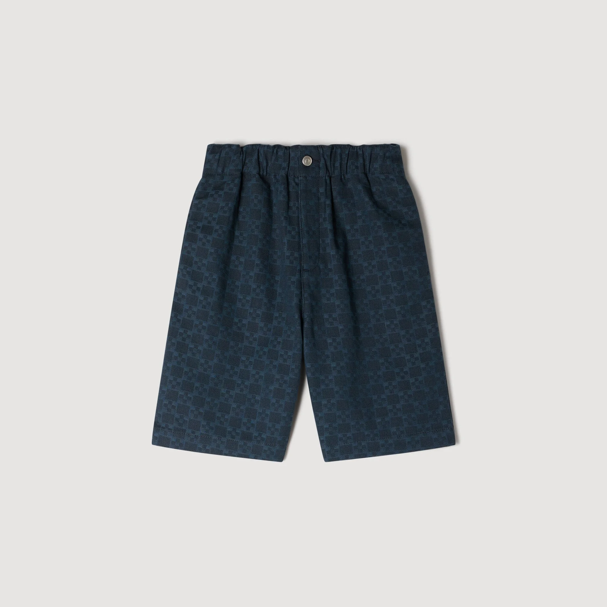 SQUARE CROSS DENIM SHORTS - 1