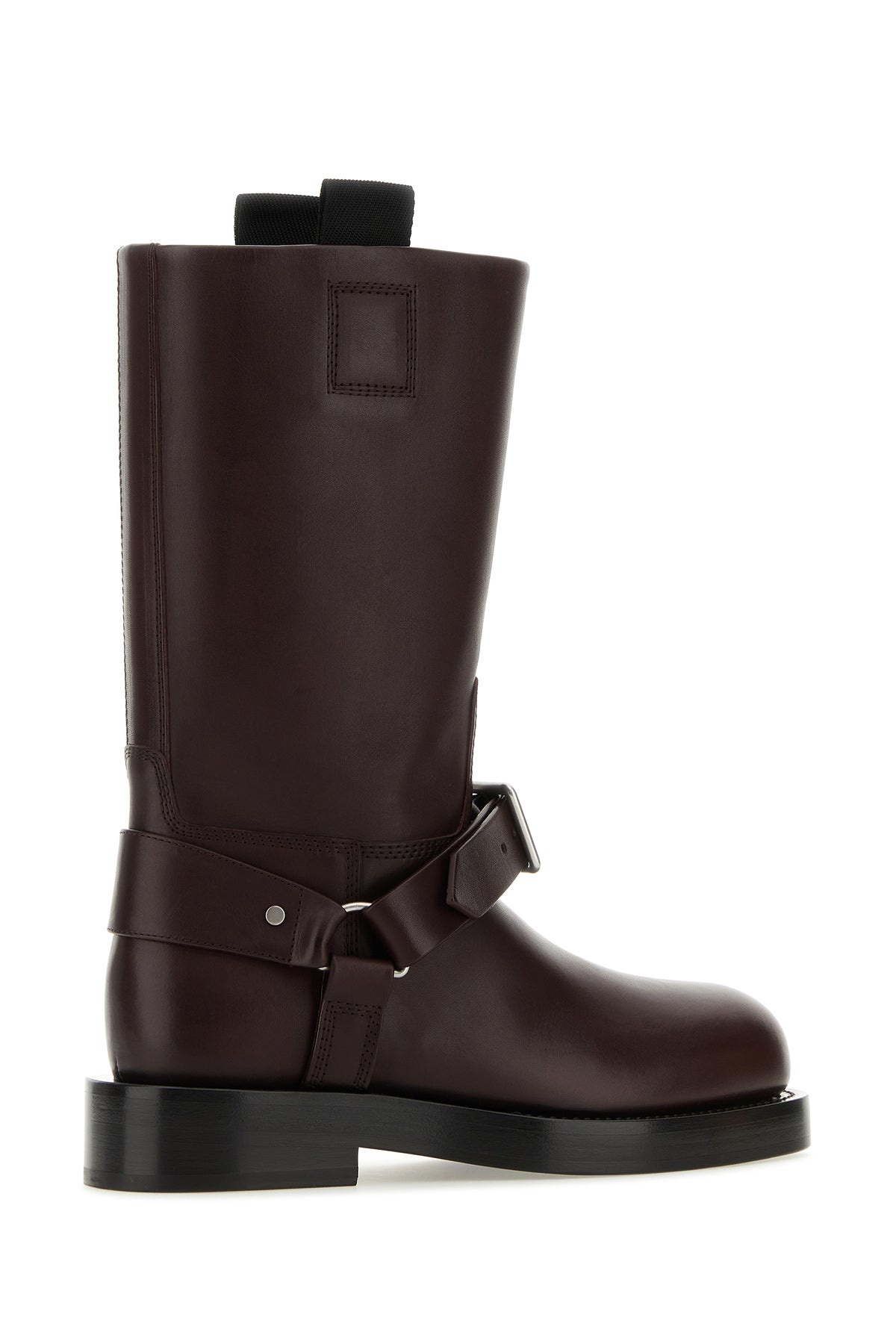 Aubergine leather Saddle ankle boots - 3