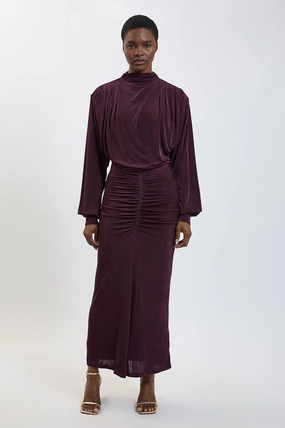 Petite Drapey Crepe Ruched Detail Maxi Dress - 1