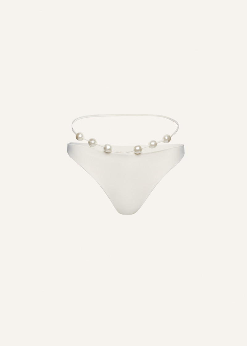 High waist pearl swim bottom in cream - 1