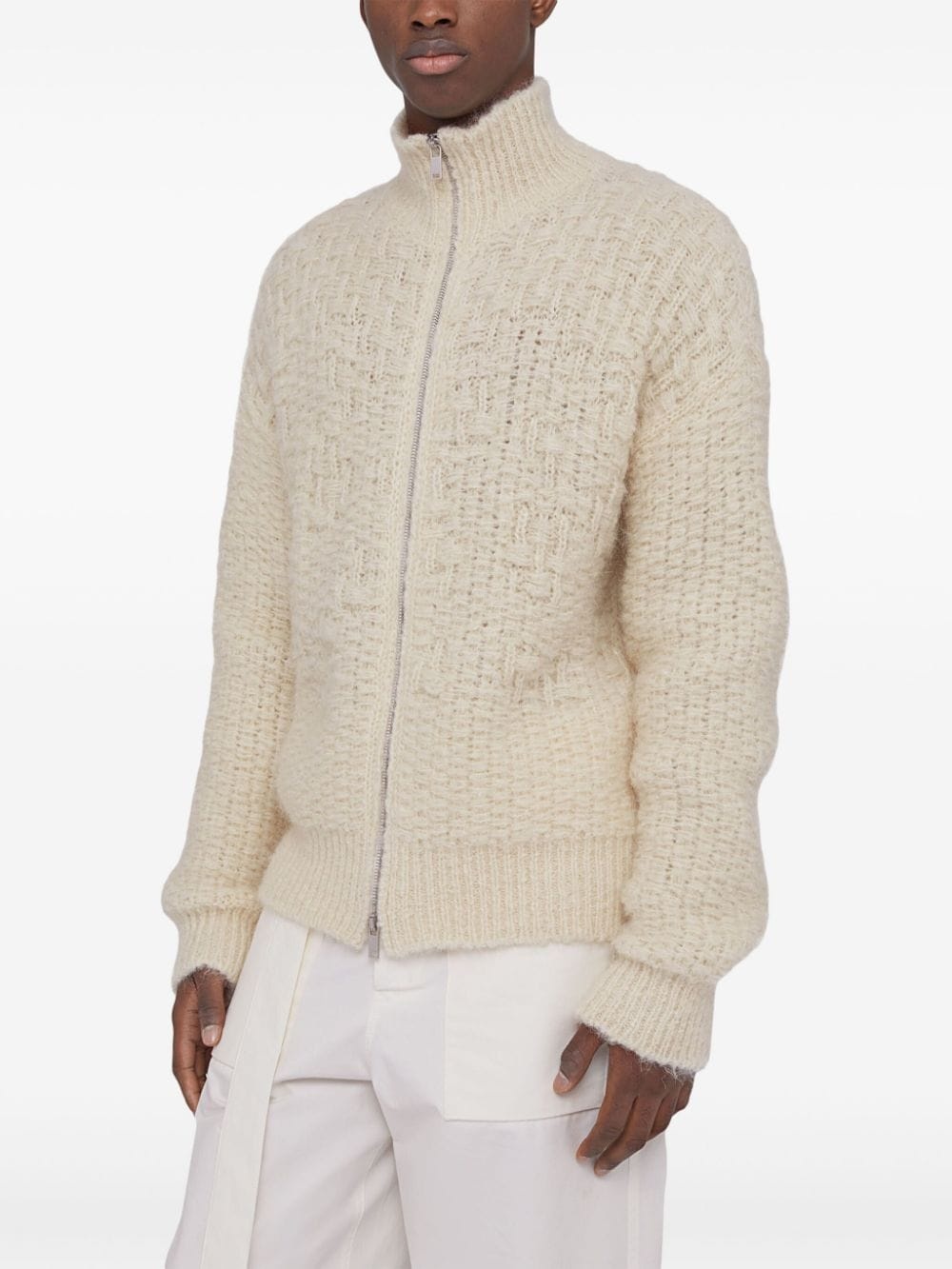 chunky-knit zip-up cardigan - 4