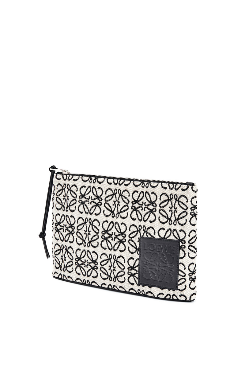 Loewe Oblong Anagram Pouch in jacquard and calfskin outlook