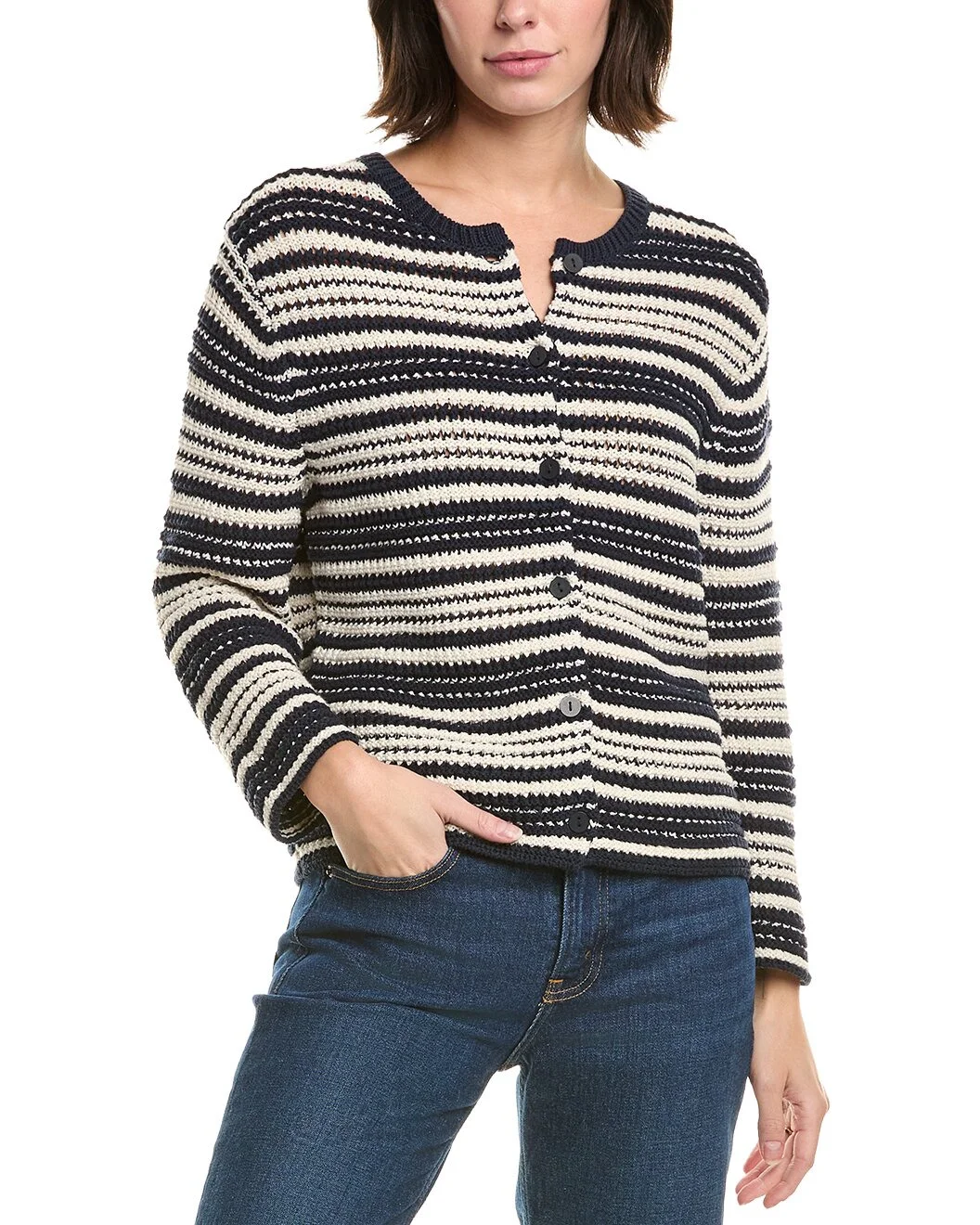 Vince Texture Striped Cardigan - 1