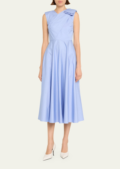 ROLAND MOURET Cotton Poplin Midi Dress with Bow Detail outlook