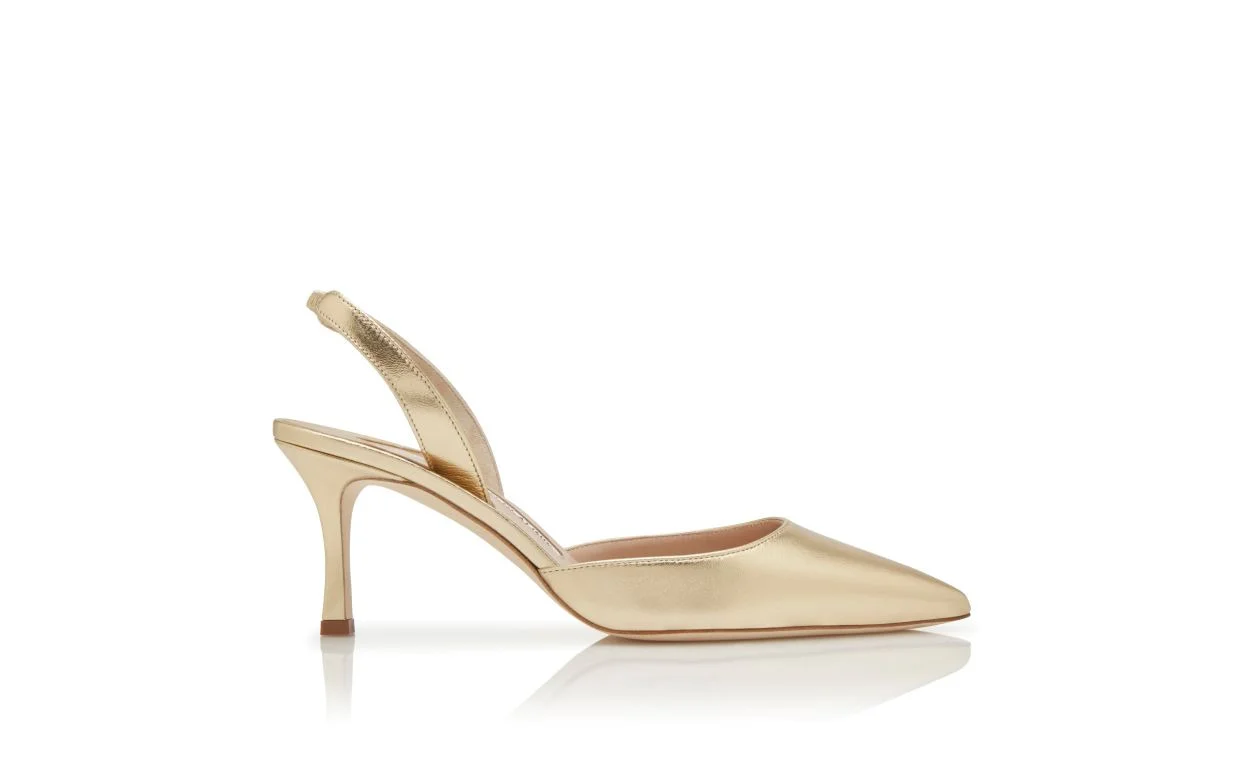 Gold Nappa Leather Slingback Pumps - 1