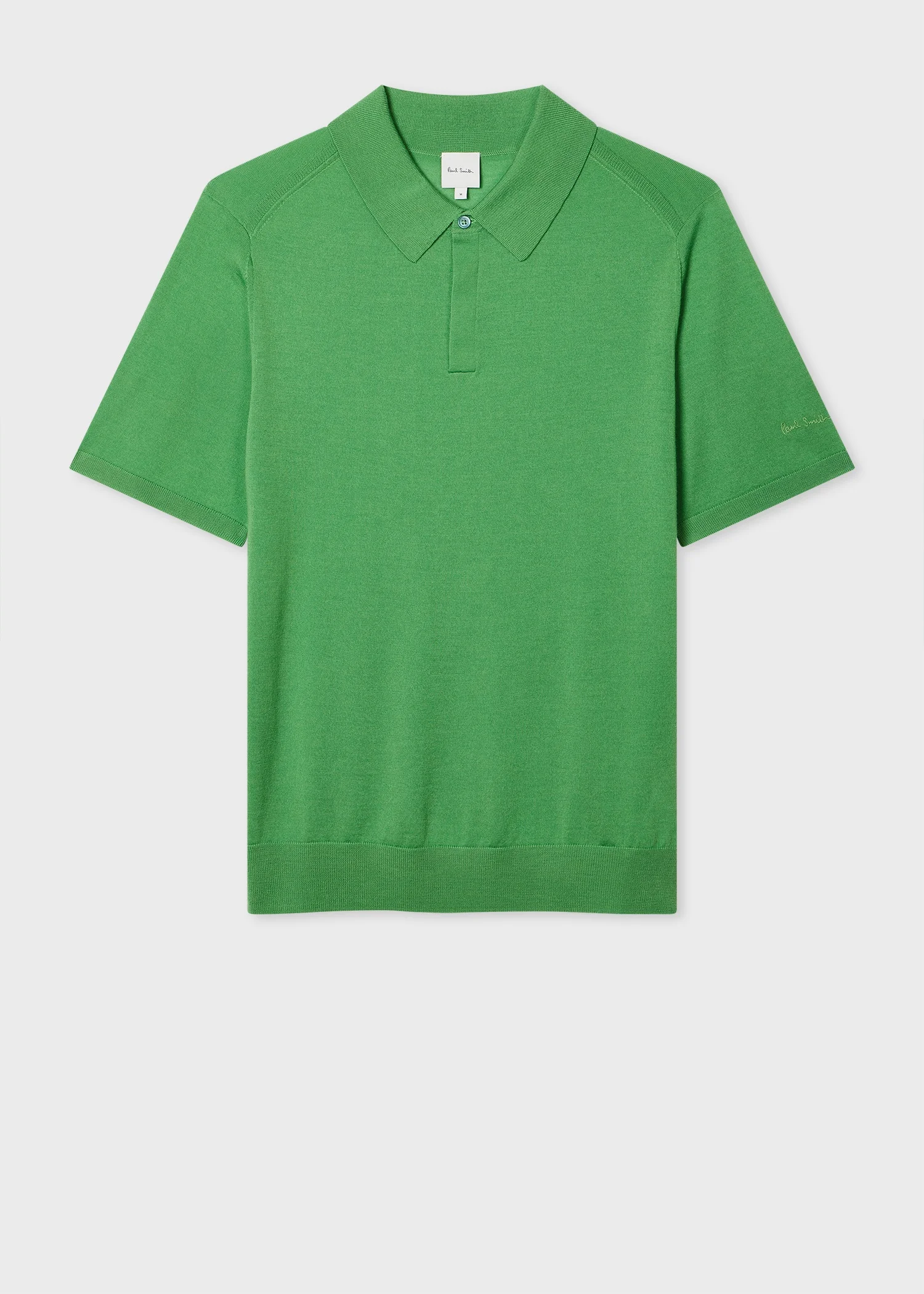 Bright Green Merino Wool Short Sleeve Polo Shirt - 1