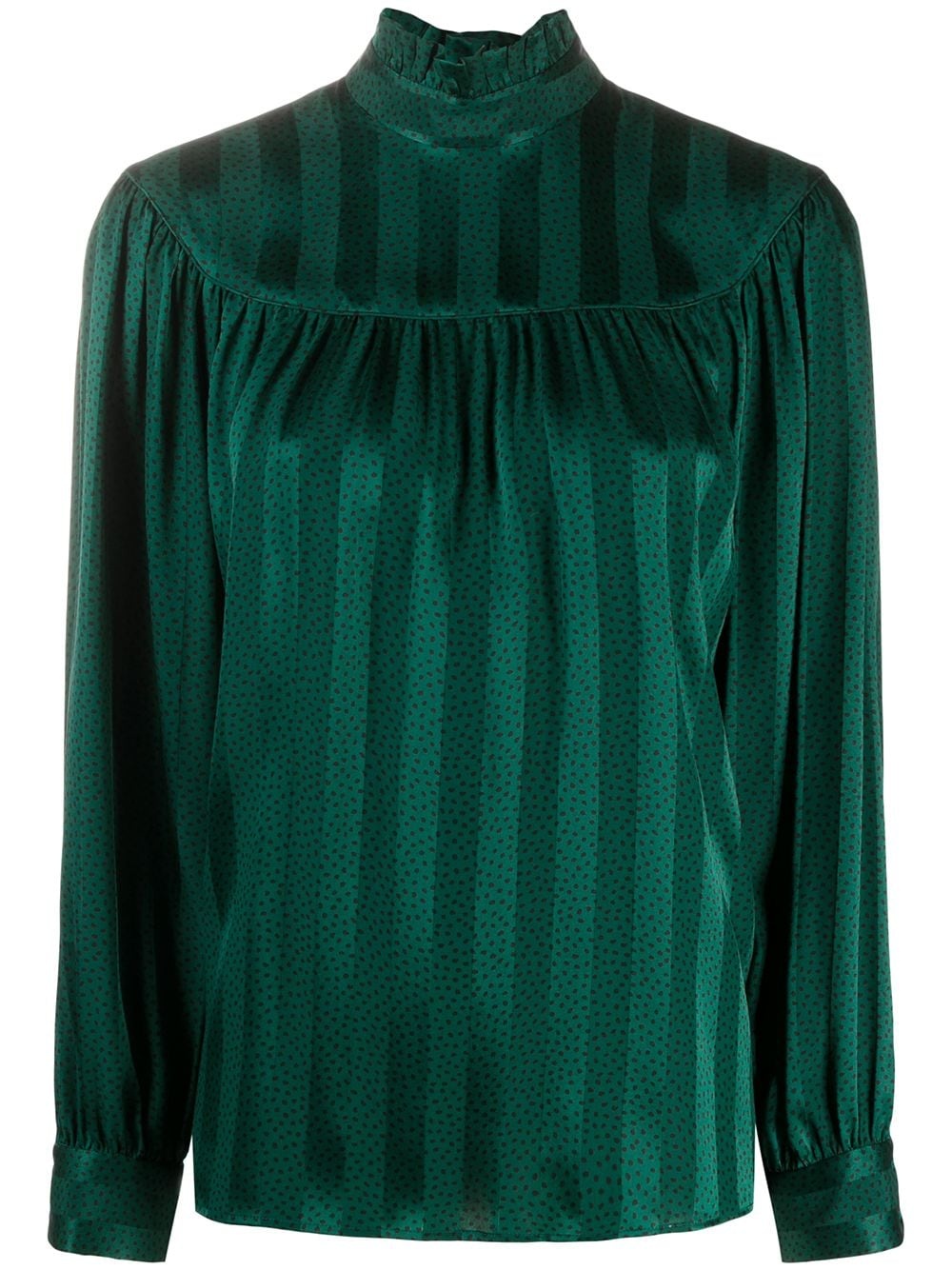 vertical-stripe high-neck blouse - 1