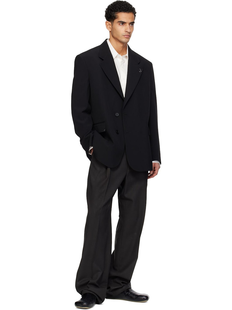 MM6 Maison Margiela Black Stapled Wool-Blend Blazer outlook