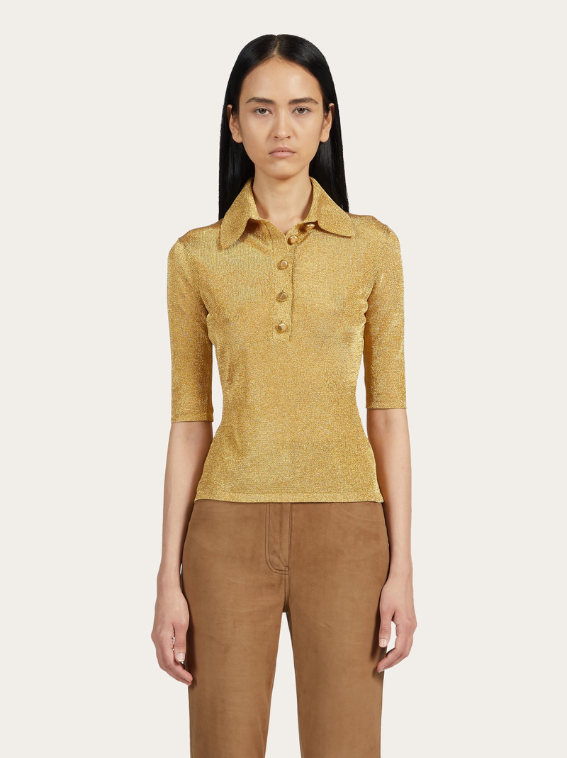 FERRAGAMO Three quarter sleeved lurex polo outlook