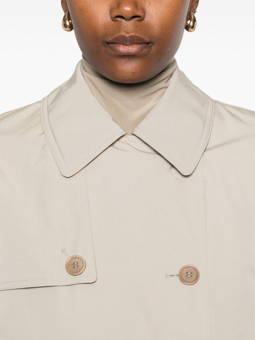 double-breasted zip-detail coat - 5